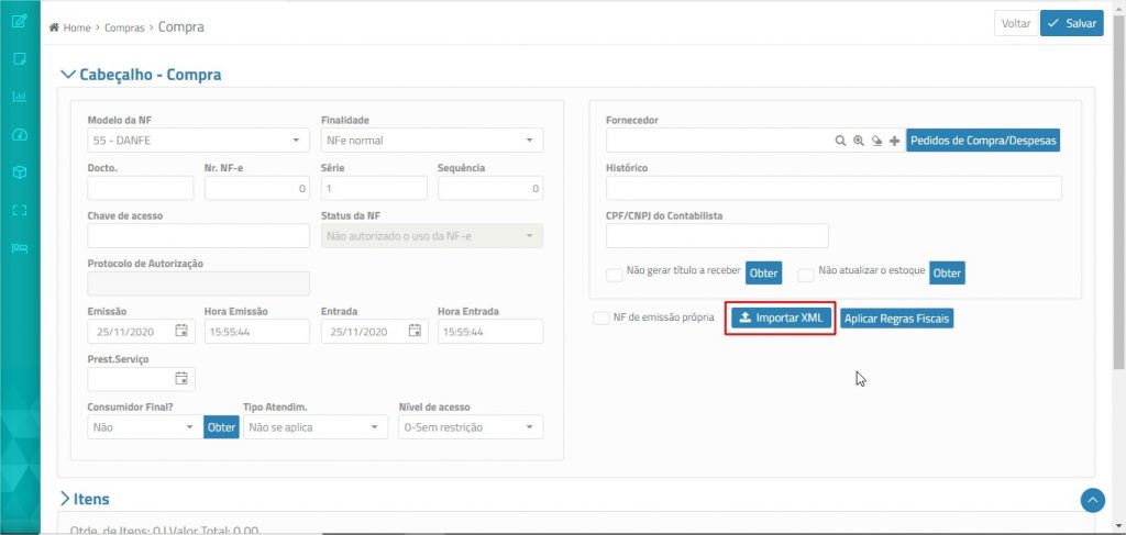 Importa O Do Xml De Compra Docs New Erpflex