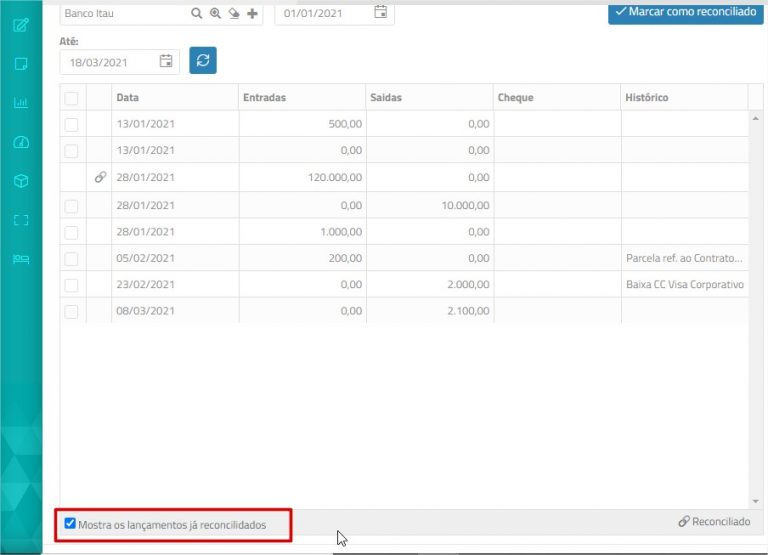 Reconciliação Bancária Docs New ERPFlex